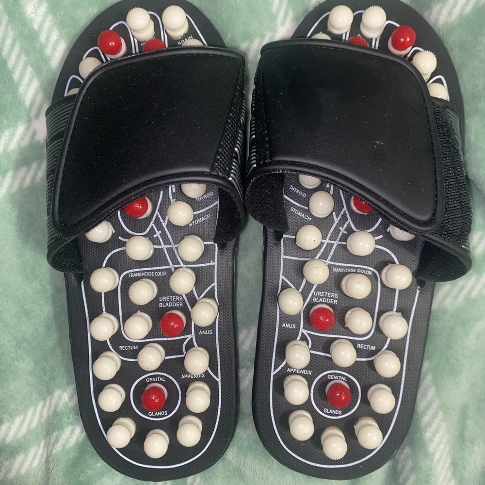 Acupressure Massage Sandals with Red Accents